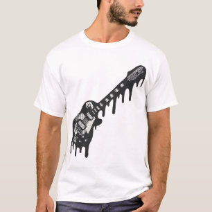 Camiseta Guitarra Eléctrica que se Derrite Pintura que Gote