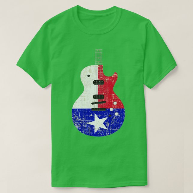 Camiseta Guitarra Eléctrica Texas Bandera Angustia Guitarra (Diseño del anverso)