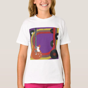 Camiseta Guitarra Eléctrica y Discos de Vinilo Música Vinta
