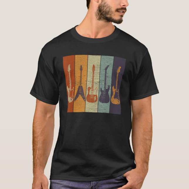 Camiseta Guitarra Estilo Retro Tee Para Guitarista (Anverso)