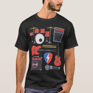 Camiseta Guitarra Estrella de Rock, Rock de Banda Instrumen