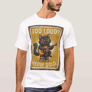 Camiseta Guitarra Gato Negro Maullido Solo