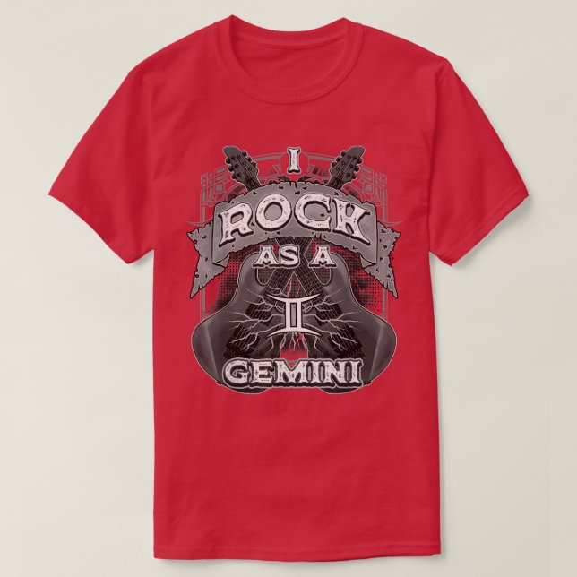 Camiseta Guitarra Gemini Rock Como Rótulo Gemini Zodiac (Diseño del anverso)