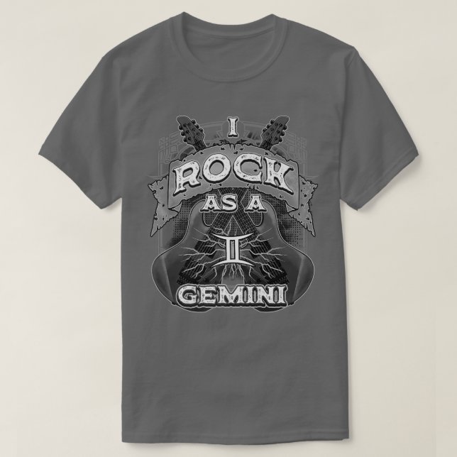 Camiseta Guitarra Gemini Rock Como Rótulo Gemini Zodiac (Diseño del anverso)