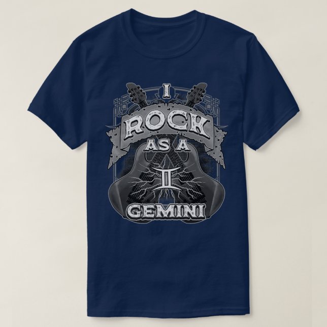 Camiseta Guitarra Gemini Rock Como Rótulo Gemini Zodiac (Diseño del anverso)
