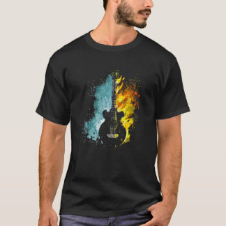 Camiseta Guitarra gráfica en llamas