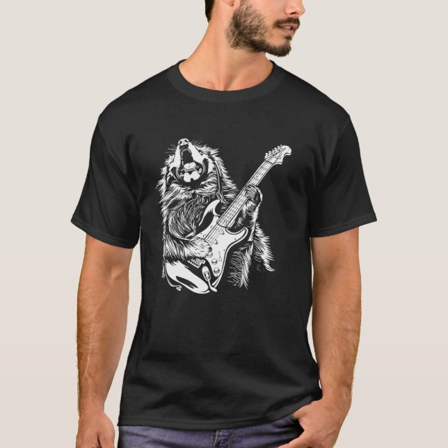 Camiseta Guitarra guitarista de perro - Madre de papá (Anverso)