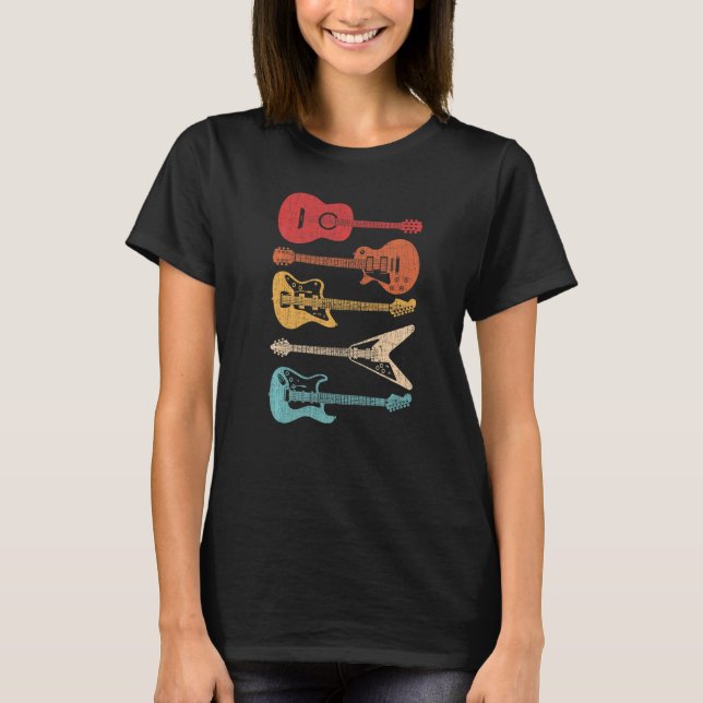 Camiseta Guitarra Guitarra Estilo Retro Para Guitarista (Anverso)