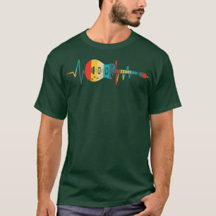 Camiseta Guitarra Heartbeat Guitarra Músico Jugador Vintage