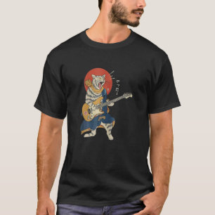 Camiseta Guitarra Jugando Gato Ukiyo E Samurai Japonés Warr