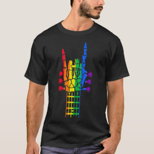 Camiseta Guitarra LGBT Rainbow Pride Skeleton mano Guitaris