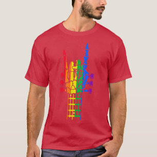 Camiseta Guitarra LGBT Rainbow Pride Skeleton mano Guitaris