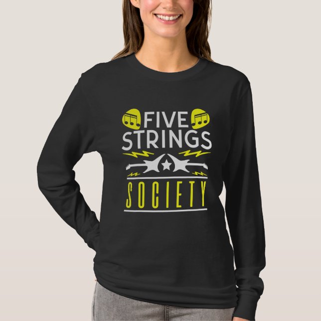 Camiseta Guitarra Music Five Strings Society (Anverso)