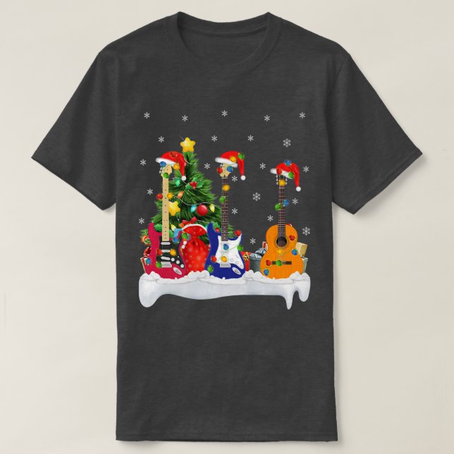 Camiseta Guitarra Music Lover coincide con Santa Hat Guitar (Diseño del anverso)