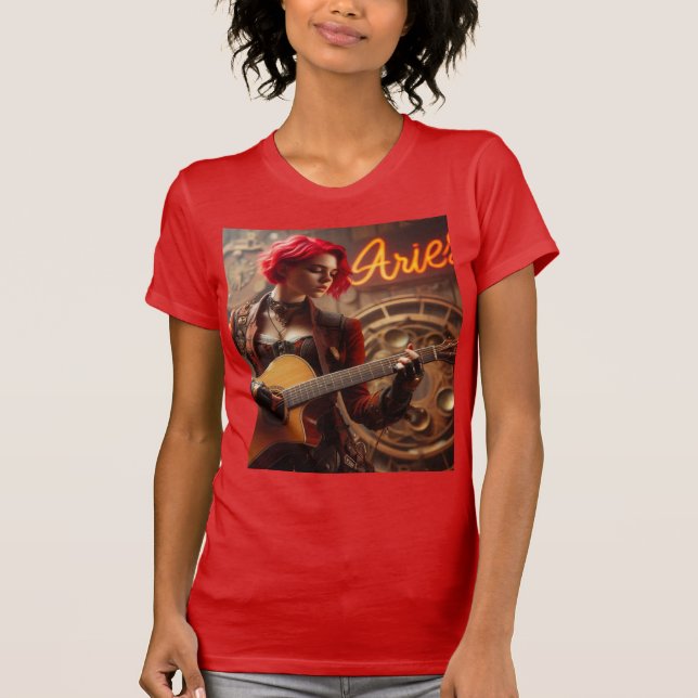 Camiseta Guitarra musical de Aries Zodiac (Anverso)