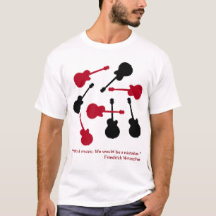 Camiseta guitarra negra y roja de music-T