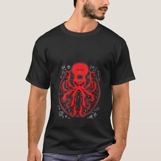 Camiseta Guitarra Octopus T Música Kraken Electric Bass (Anverso)