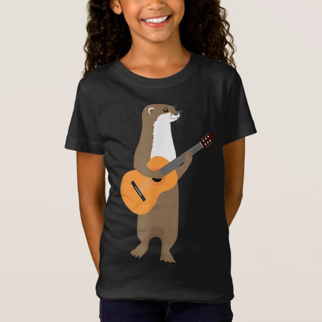 Camiseta Guitarra Otter Animal Kids Arte Guitarista (Anverso)