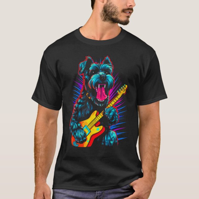 Camiseta Guitarra para perro Schnauzer (Anverso)