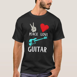 Camiseta Guitarra Paz Amor Guitarristas Música Instrumenta