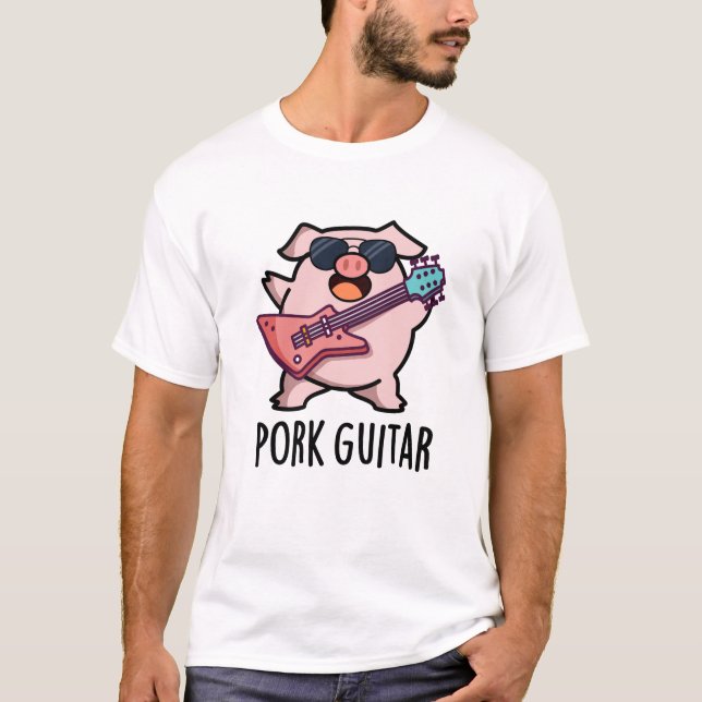 Camiseta Guitarra Porcina Funny Rock Guitar Pig Pun (Anverso)