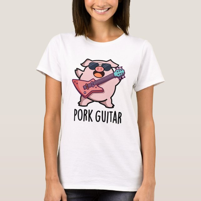 Camiseta Guitarra Porcina Funny Rock Guitar Pig Pun (Anverso)