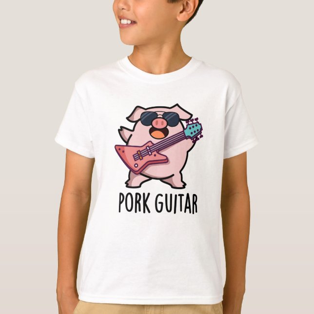 Camiseta Guitarra Porcina Funny Rock Guitar Pig Pun (Anverso)