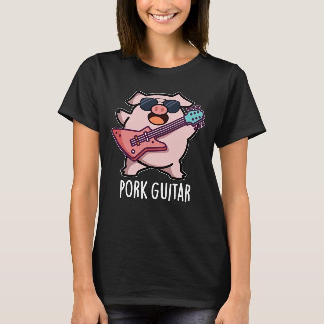 Camiseta Guitarra Porcina Graciosa Guitarra Rock Pig Pun Da (Anverso)