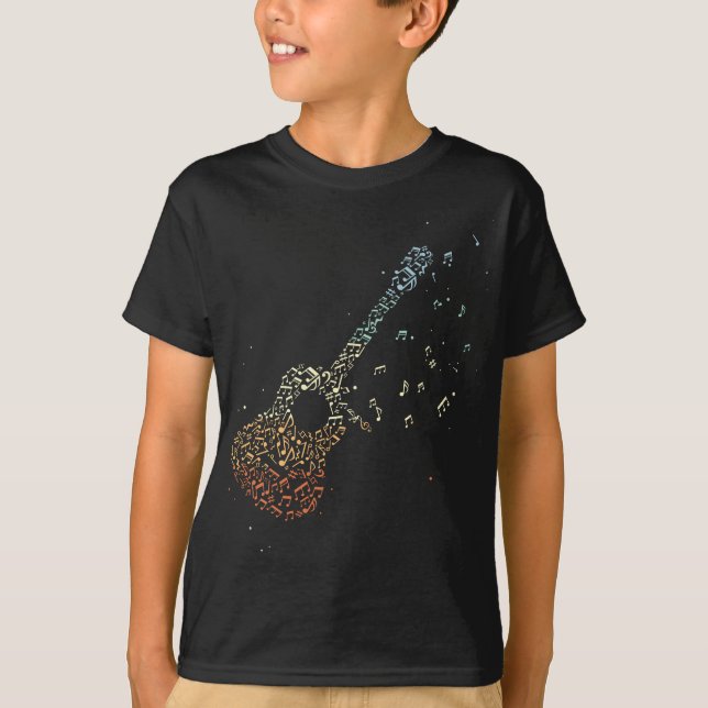 Camiseta Guitarra Regalos Hombres Música Notas Música Músic (Anverso)