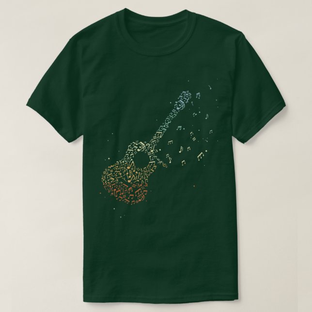 Camiseta Guitarra Regalos Hombres Música Notas Música Músic (Diseño del anverso)