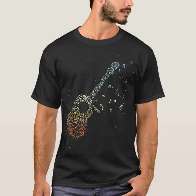 Camiseta Guitarra Regalos Hombres Música Notas Música Músic (Anverso)