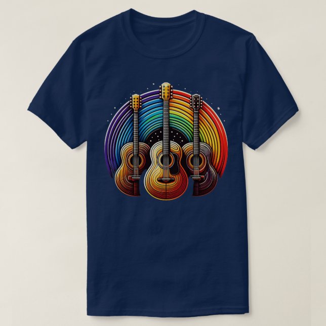 Camiseta Guitarra retro acústica guitarra vintage música Gu (Diseño del anverso)