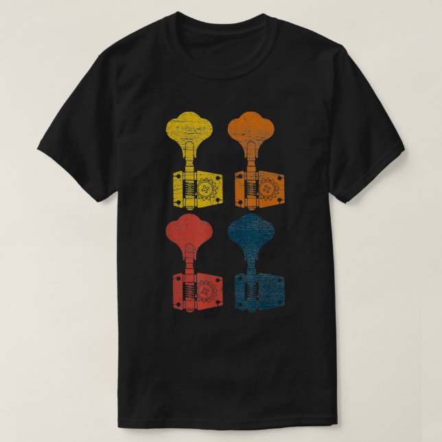 Camiseta guitarra retro bass (Diseño del anverso)