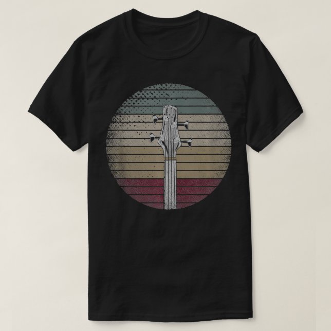 Camiseta guitarra retro bass  (Diseño del anverso)