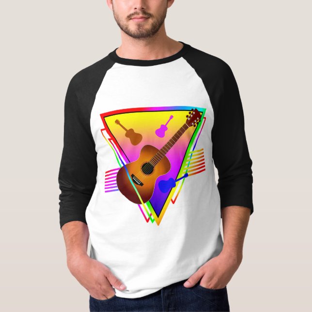 Camiseta Guitarra retro colorida (Anverso)