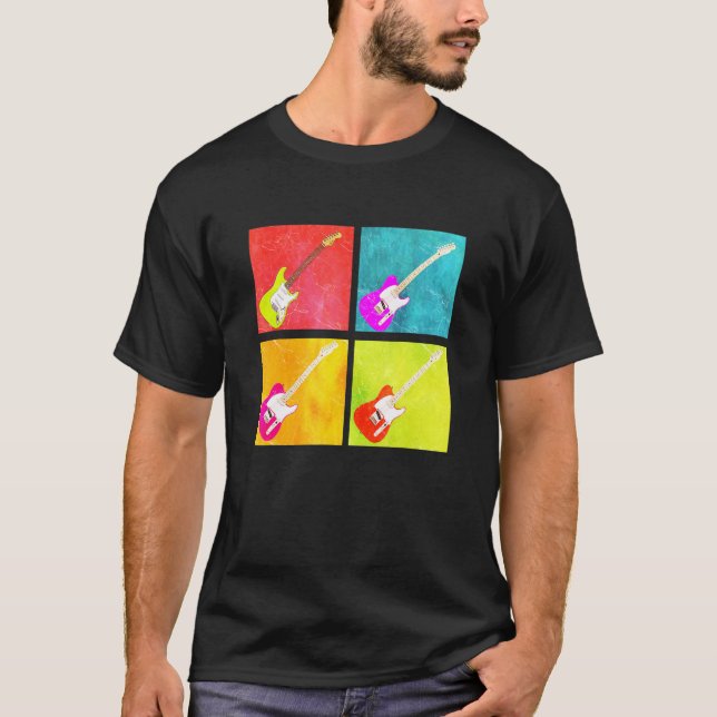 Camiseta Guitarra Retro Groovy de Moda (Anverso)