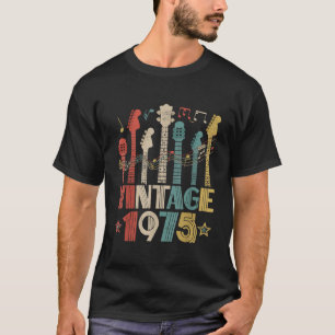 Camiseta Guitarra Retro Vintage 1975 Lover 1975 Cumpleaños