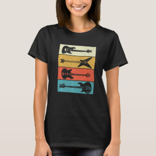 Camiseta Guitarra retro vintage barba guitarra música barat