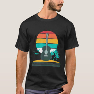 Camiseta Guitarra retro vintage Sunset Beach Palm Trees