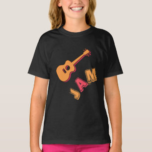 Camiseta Guitarra Roca, Música Jam Style, Naranja y Arte Ro