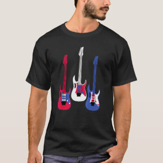 Camiseta Guitarra roja con bandera estadounidense patriótic