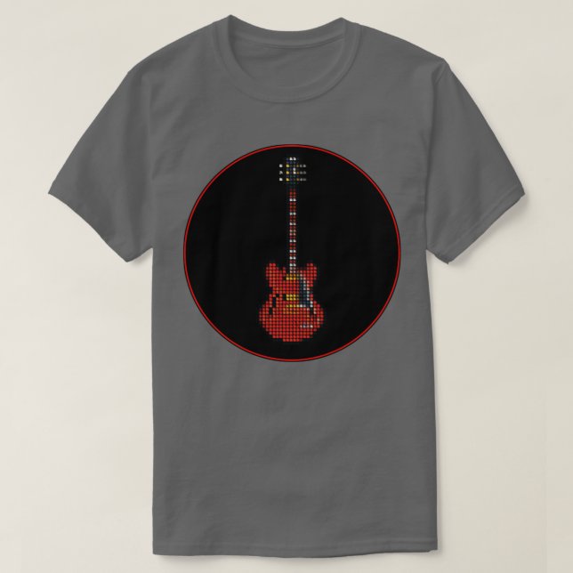 Camiseta Guitarra roja de Pixel en mosaico en un círculo ne (Diseño del anverso)