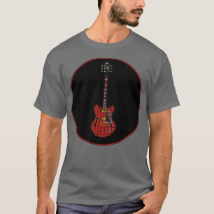 Camiseta Guitarra roja de Pixel en mosaico en un círculo ne