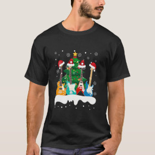 Camiseta Guitarra Santa Hat Árbol de Navidad Divertido guit