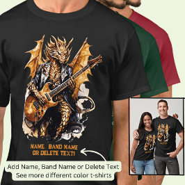 Camiseta Guitarra Tocando Dragón De Alas Doradas, Añadir No
