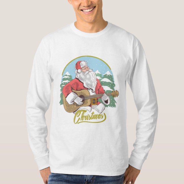 Camiseta Guitarra tocando Santa Claus | NAVIDADES (Anverso)