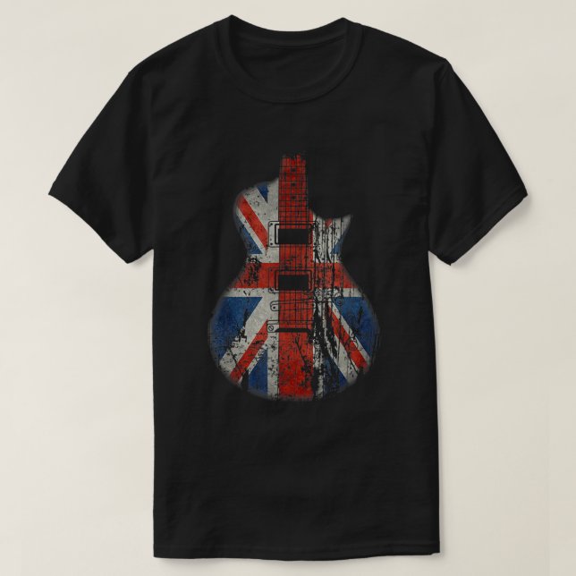 Camiseta Guitarra Vintage Guitarra Británica Jack Union Ban (Diseño del anverso)