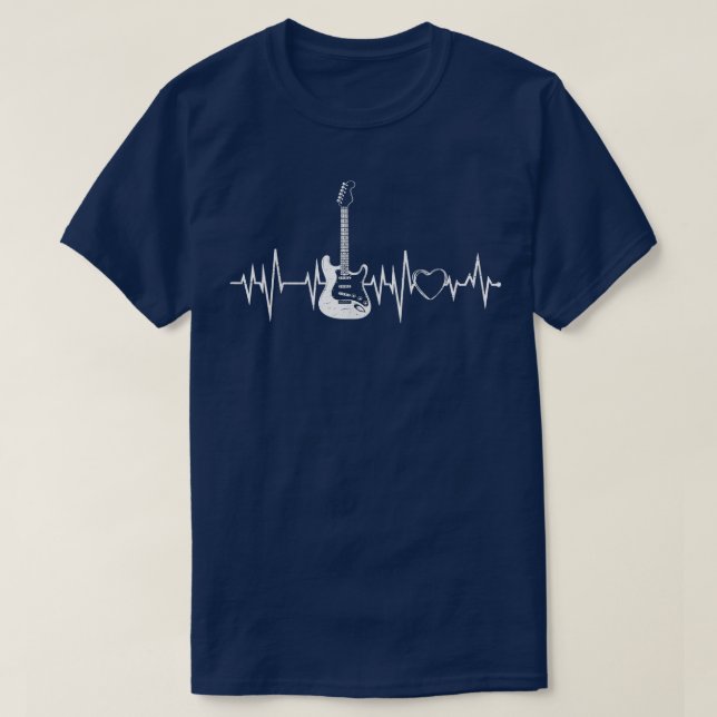 Camiseta Guitarra vintage Heartbeat Guitariano Lover Instru (Diseño del anverso)