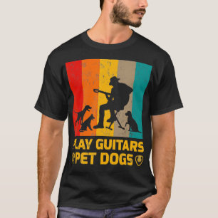 Camiseta Guitarra Vintage Y Perros Amante Gift Play Guitars