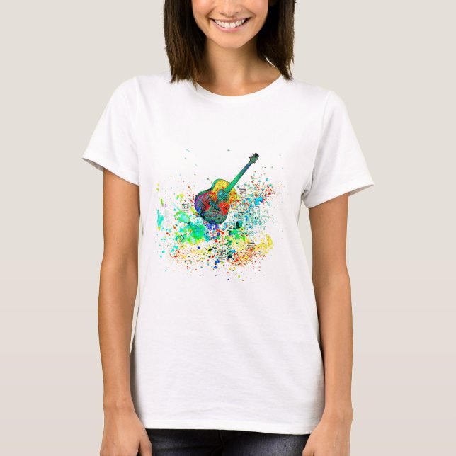 Camiseta Guitarra y acordes salpicadura (Anverso)